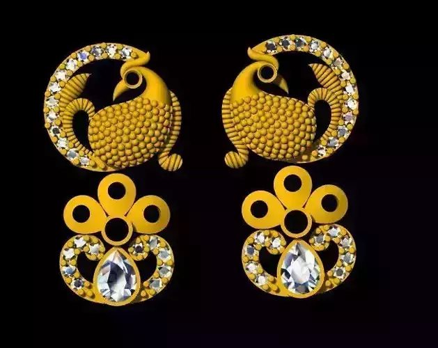 Peacock Earring 3dm file 