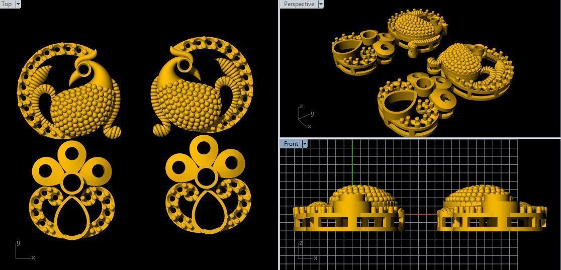 Peacock Earring 3dm file 3D print model_2