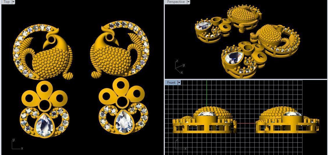 Peacock Earring 3dm file 3D print model_1