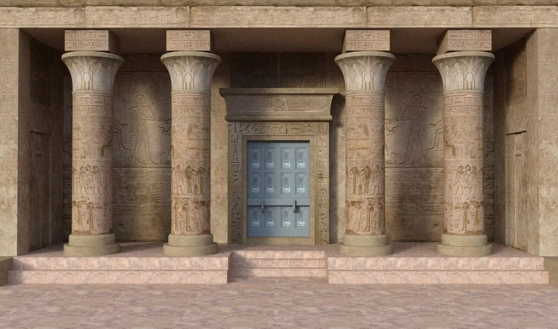 Green Bronze Egyptian Doors 3D model