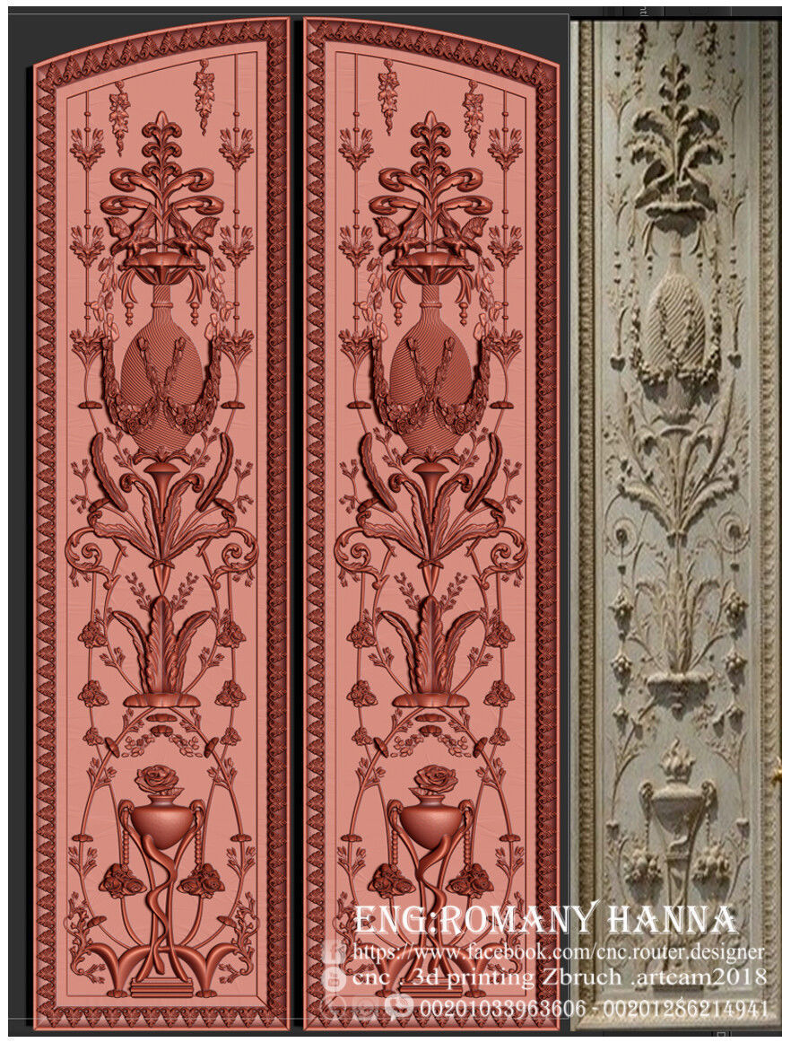 DOOR PANEL WOOD CARVED 3D model_4