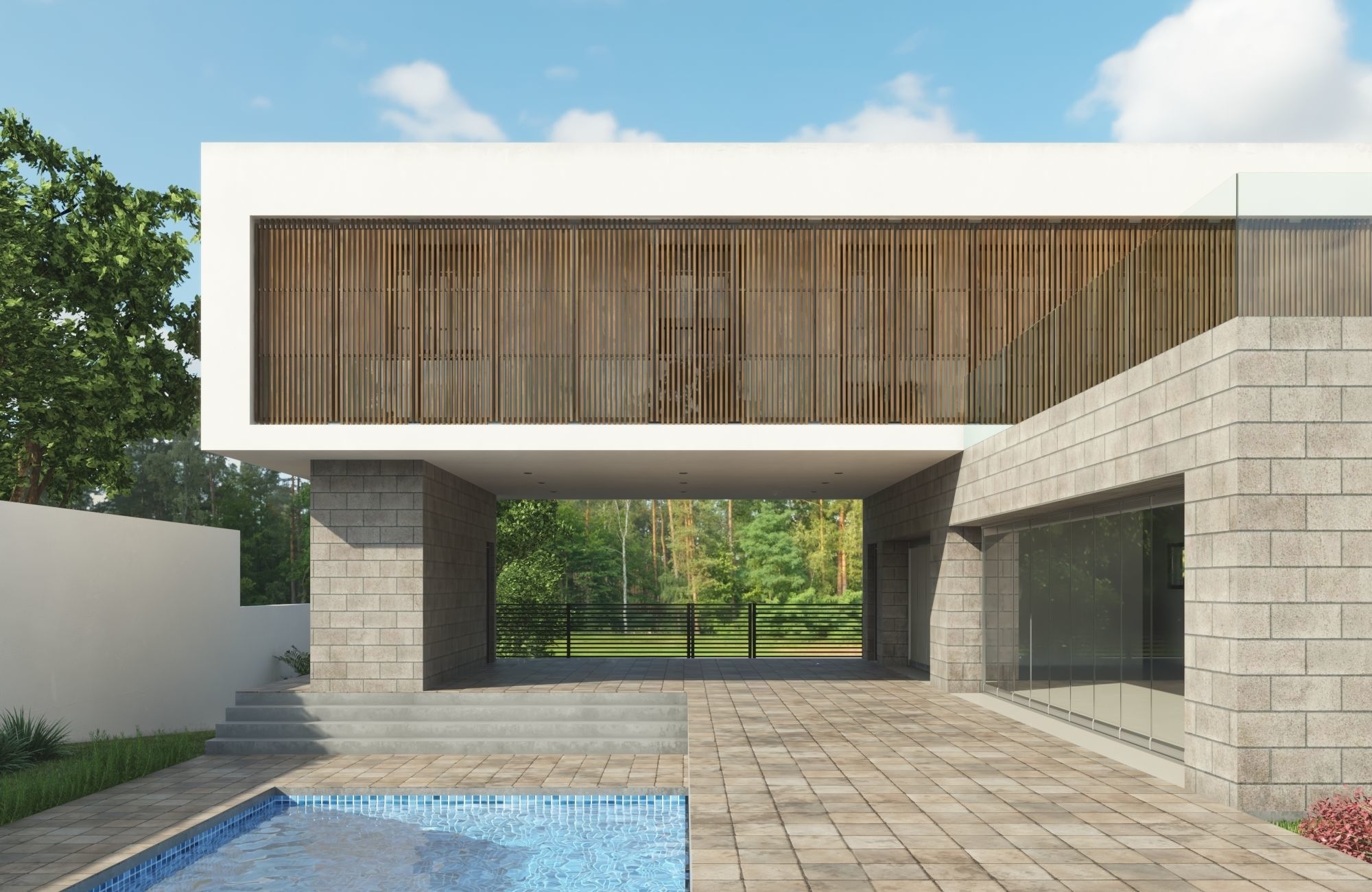 Modern House L 3D model_7