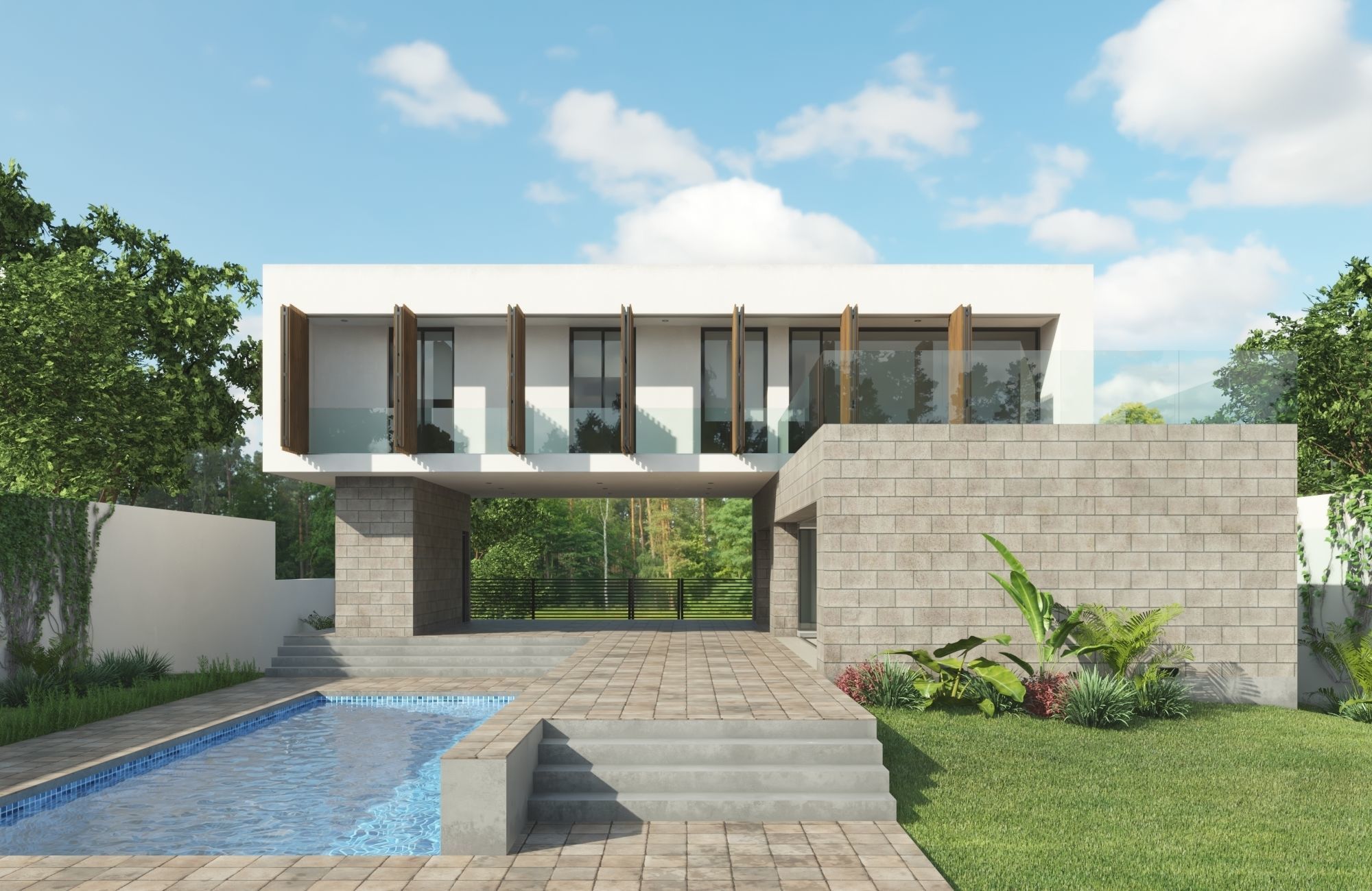 Modern House L 3D model_6
