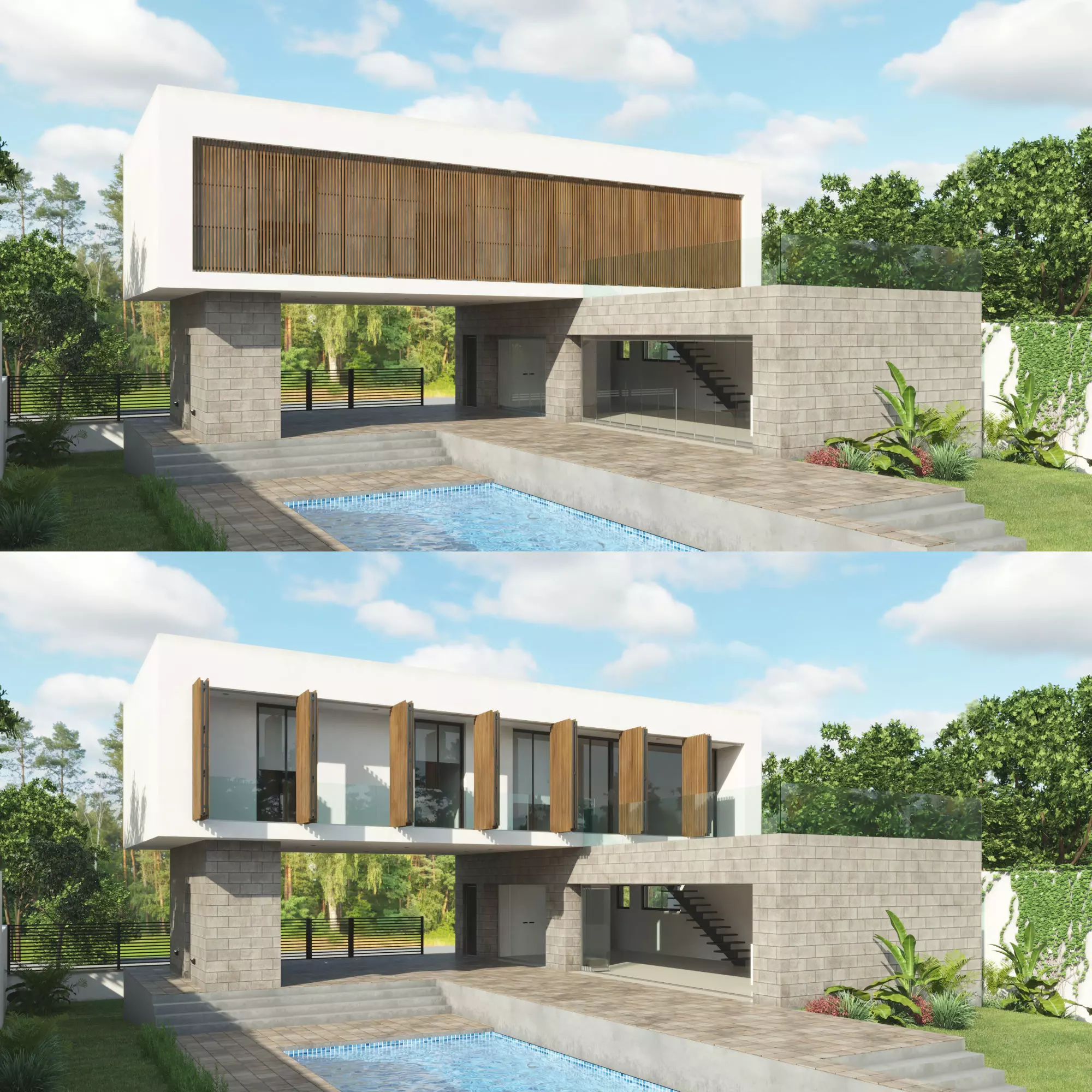 Modern House L 3D model_0