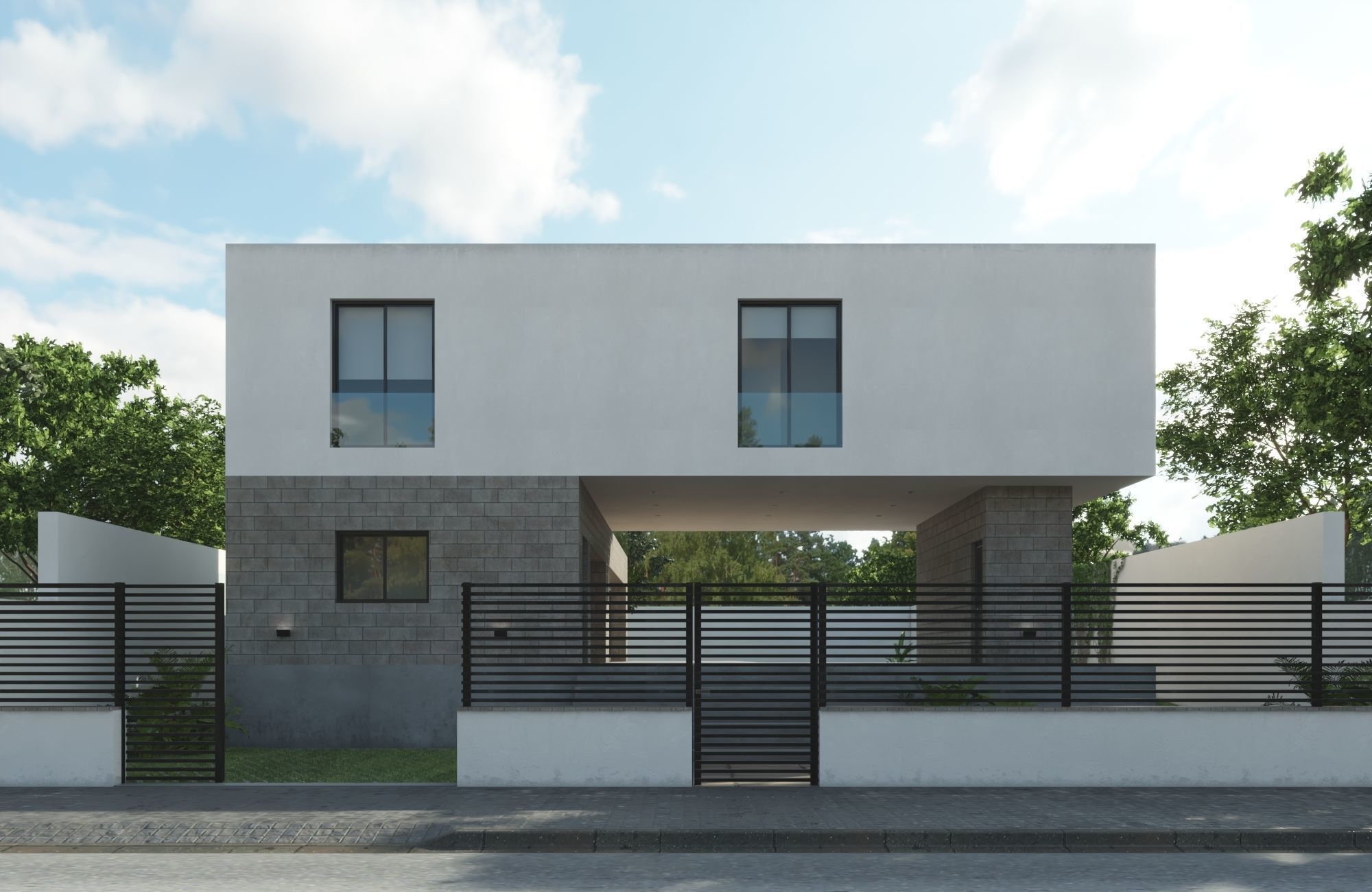 Modern House L 3D model_12