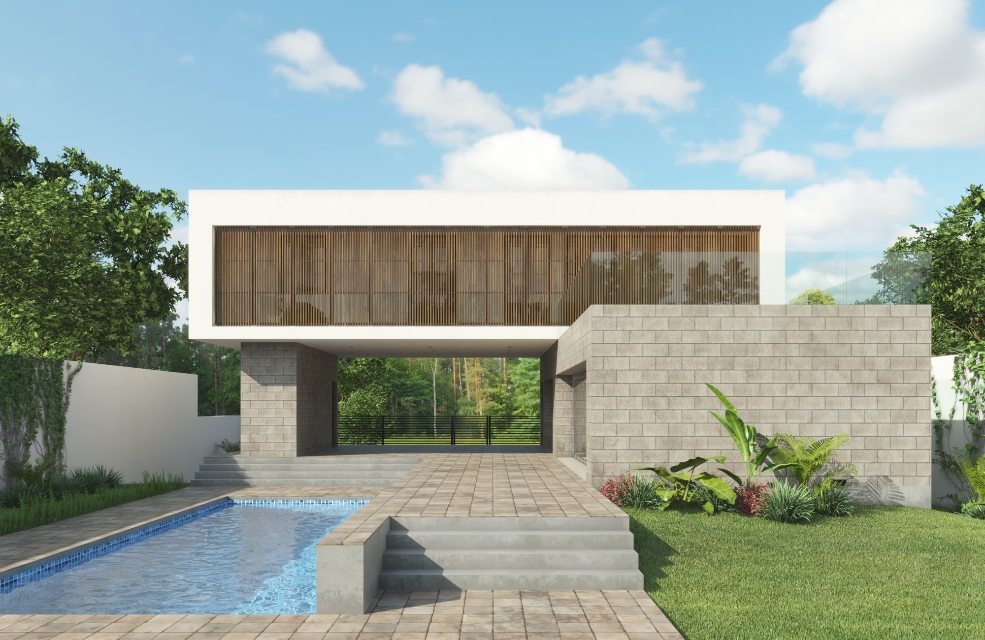 Modern House L 3D model_5