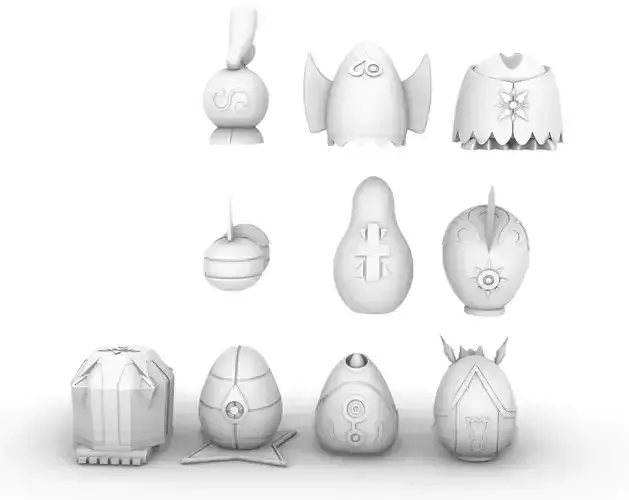 DIGIMON ADVENTURE INSPIRED DIGI-EGGS FULL SET 3D print model
