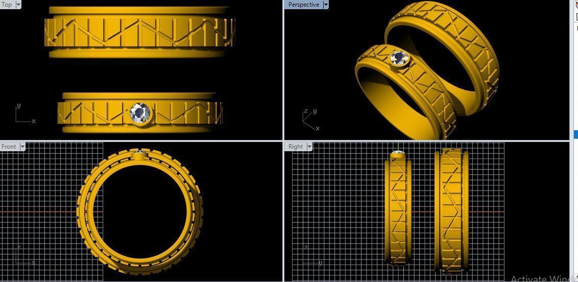 Couple Band Ring 3dm file 3D print model_1