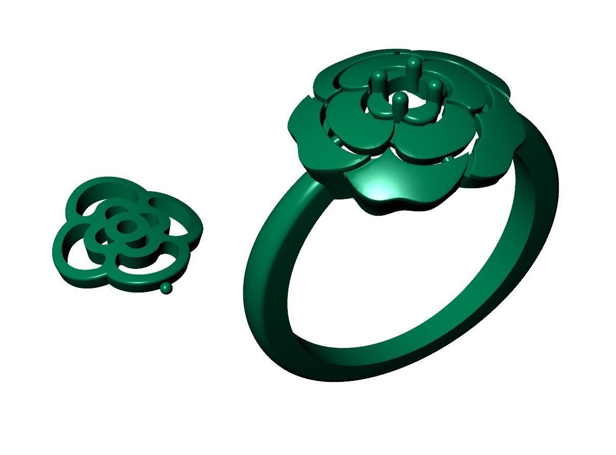 CAMELIA RING 3D print model_4