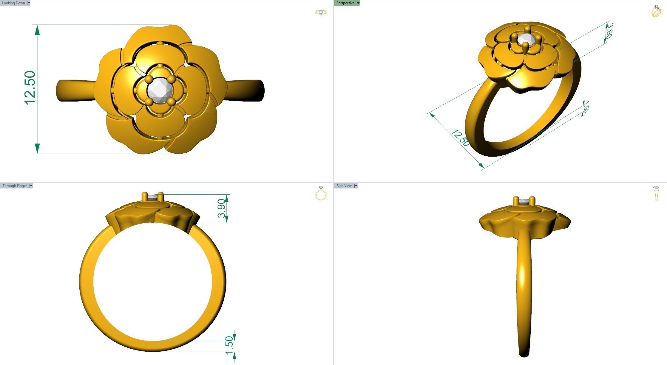 CAMELIA RING 3D print model_2