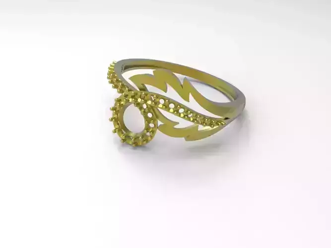 Leaf Diamond Gold Ring Free 3D print model