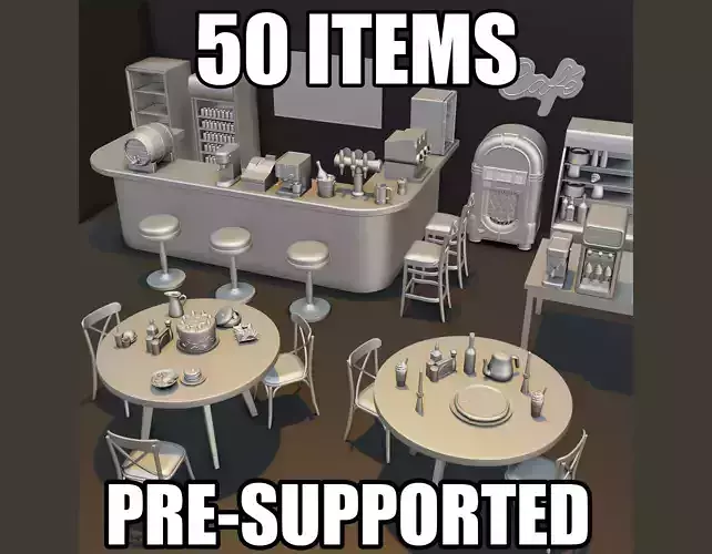 Restaurant Bar Diorama Pack 3D print model