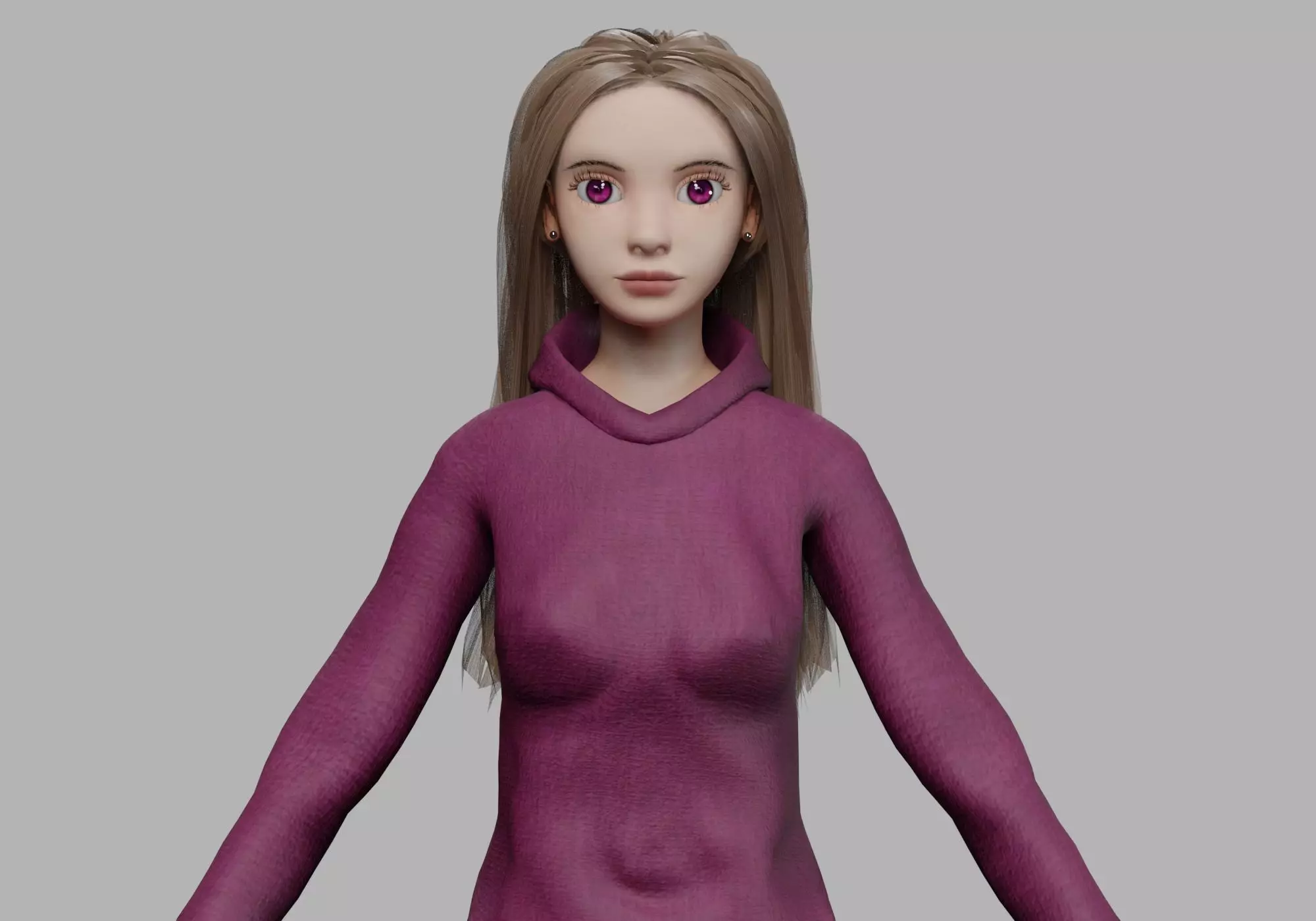young cartoon woman V32496 Low-poly 3D model