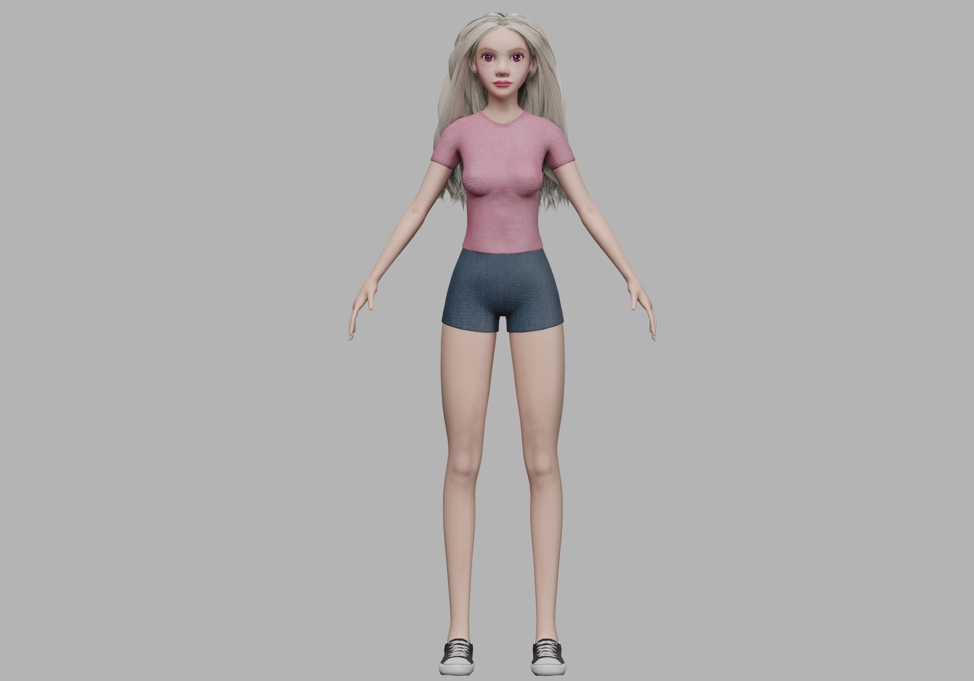 young blond woman V30847 Low-poly 3D model_1