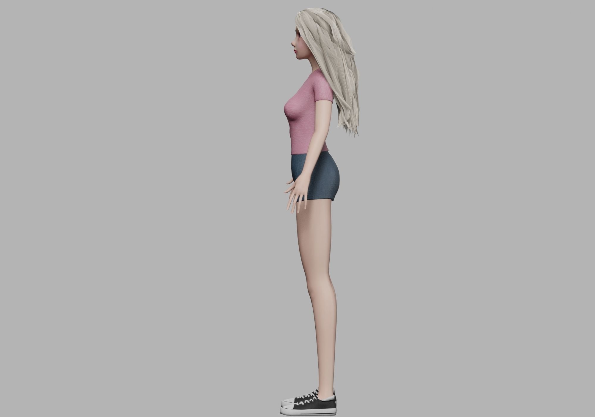 young blond woman V30847 Low-poly 3D model_7
