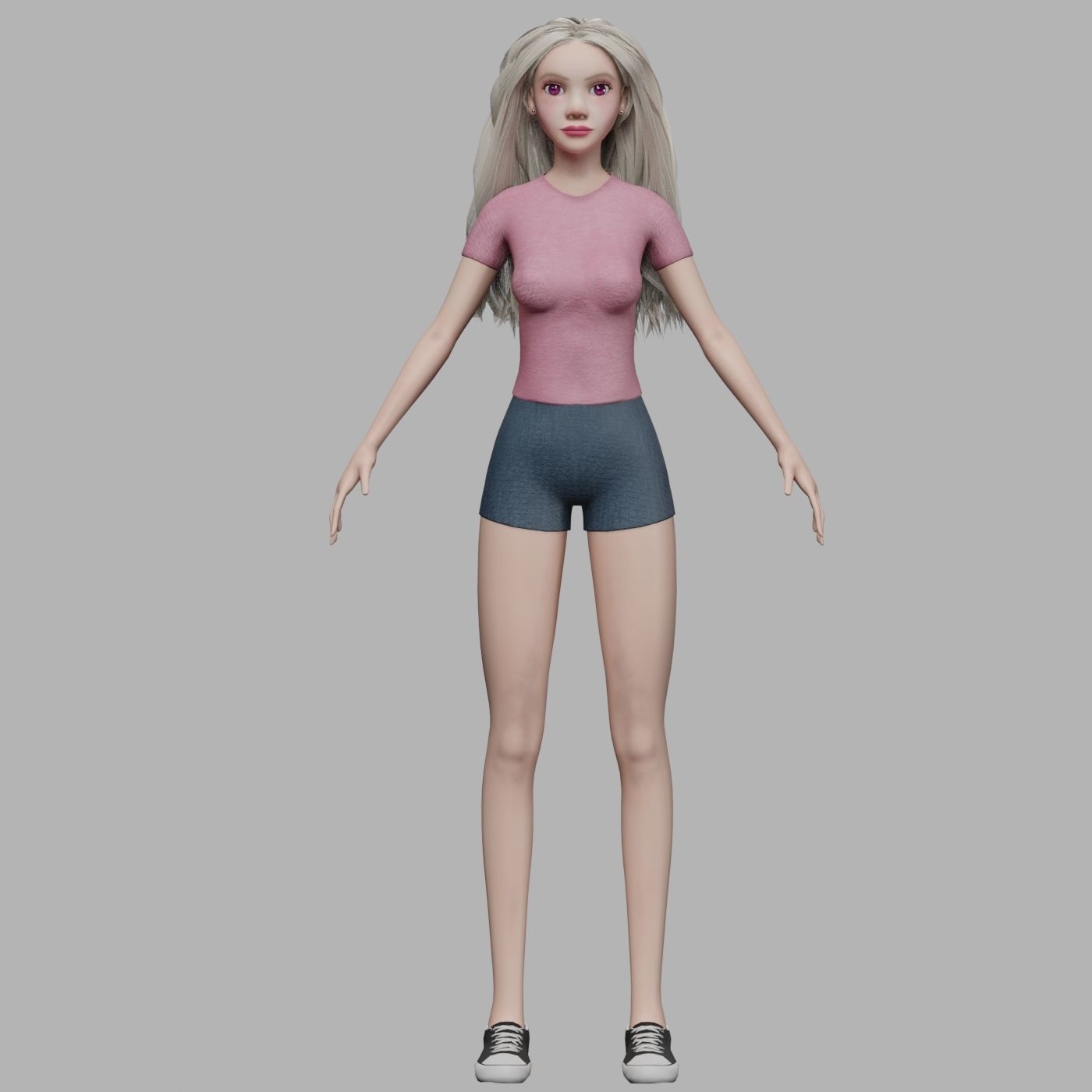 young blond woman V30847 Low-poly 3D model_9