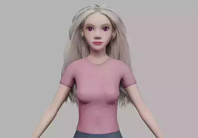 young blond woman V30847  Low-poly 3D model