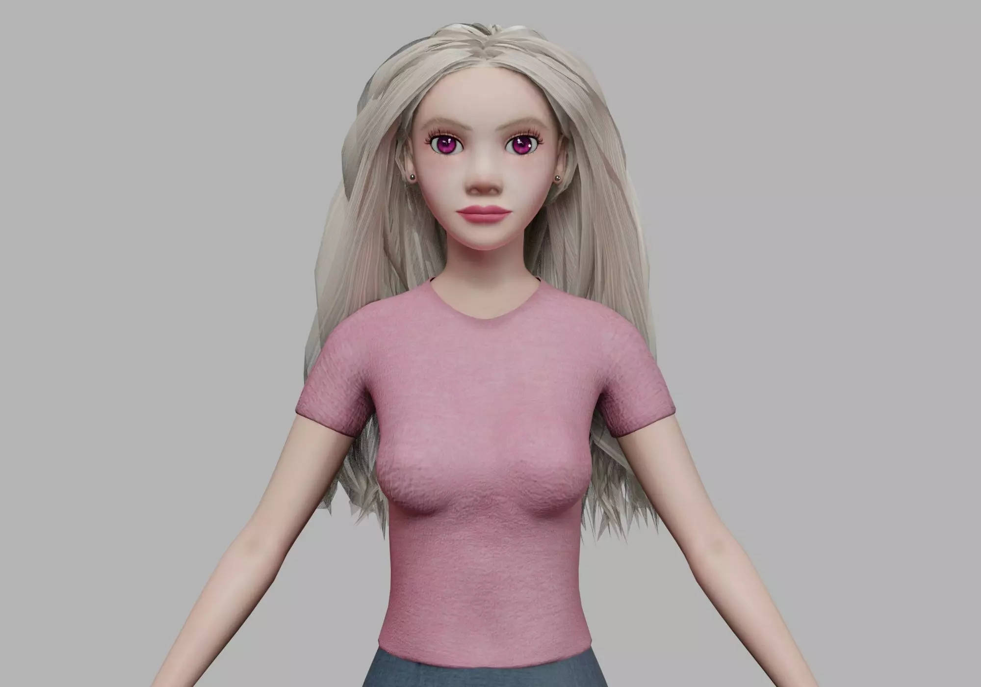 young blond woman V30847 Low-poly 3D model_0