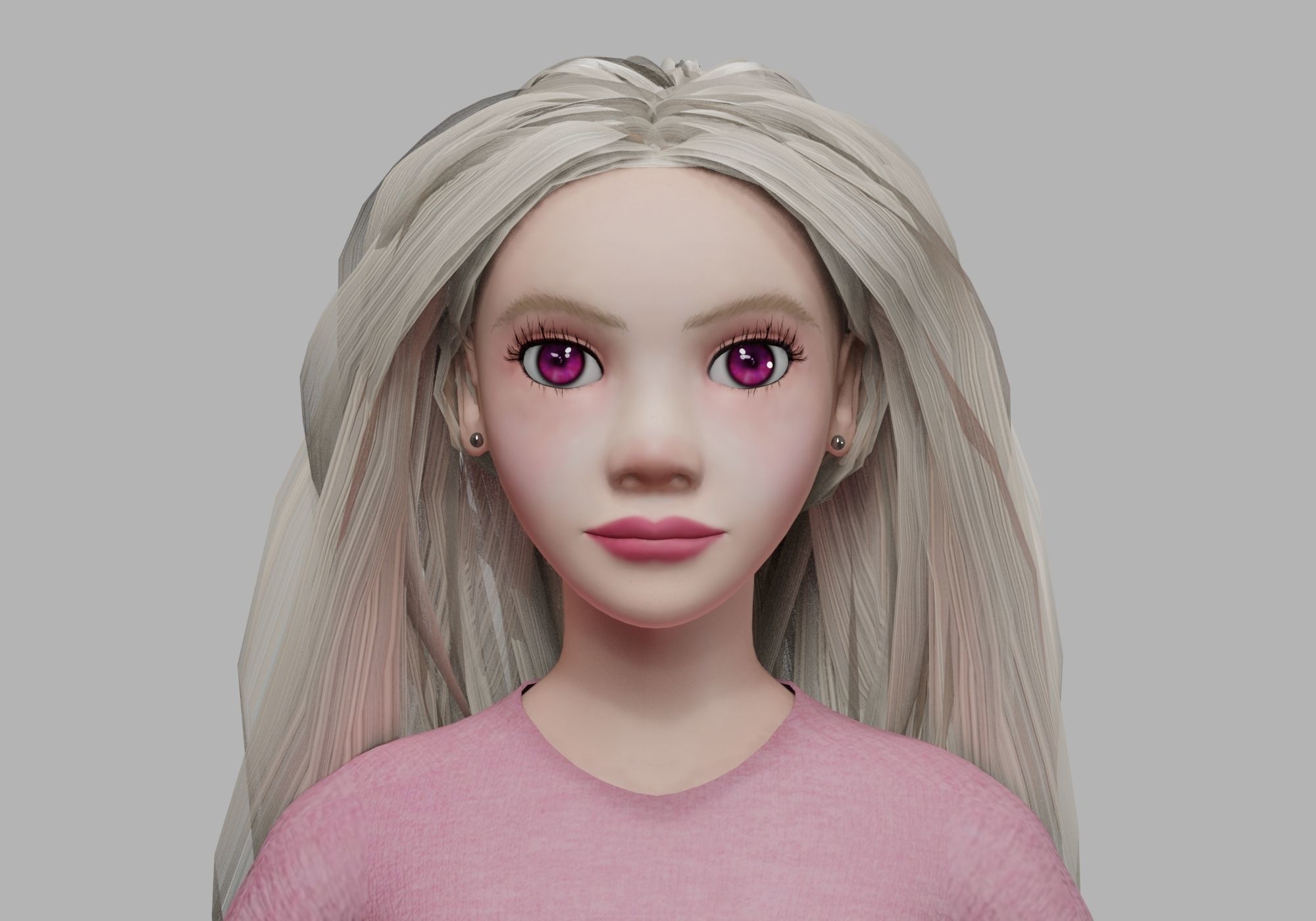 young blond woman V30847 Low-poly 3D model_2
