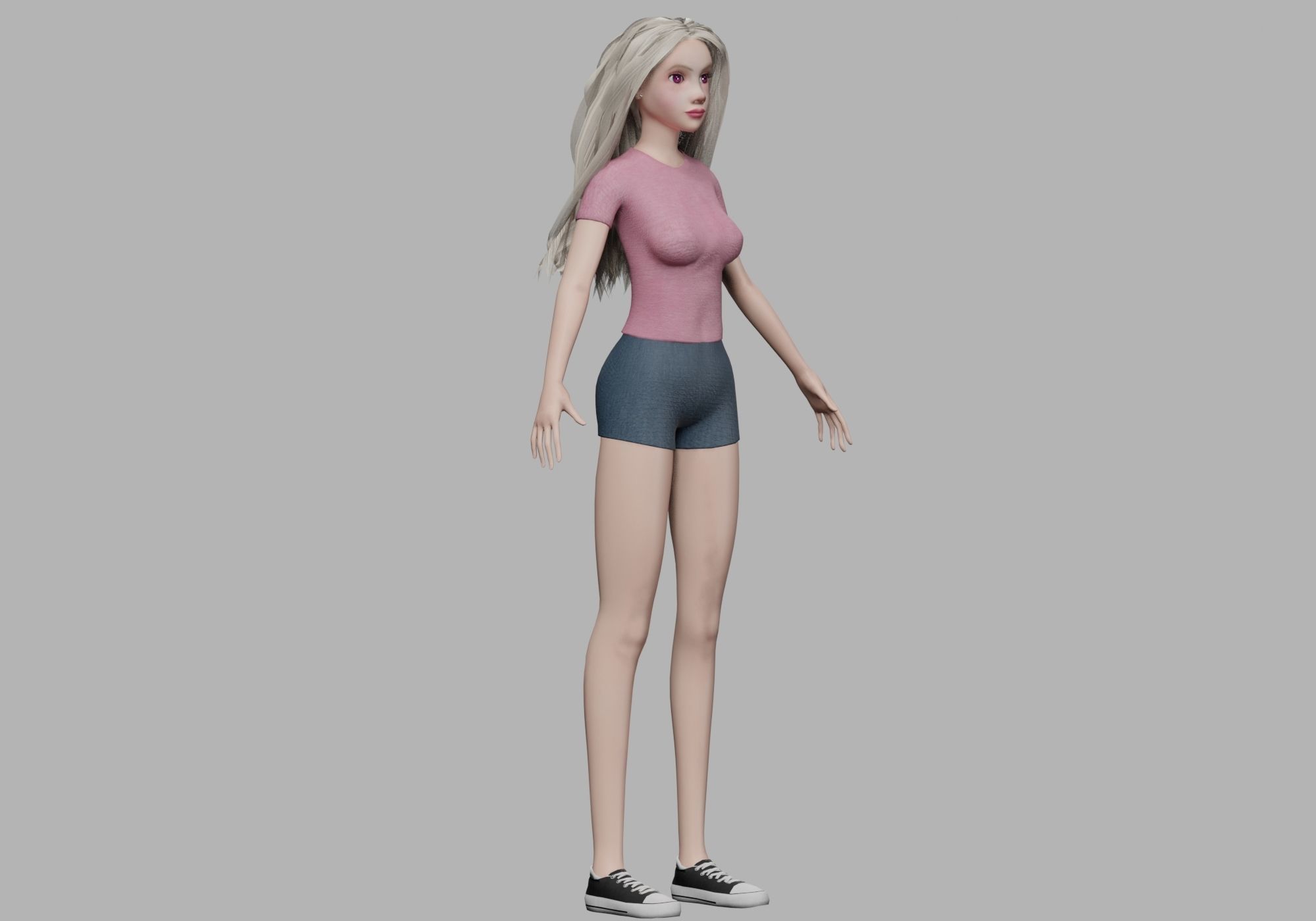 young blond woman V30847 Low-poly 3D model_3