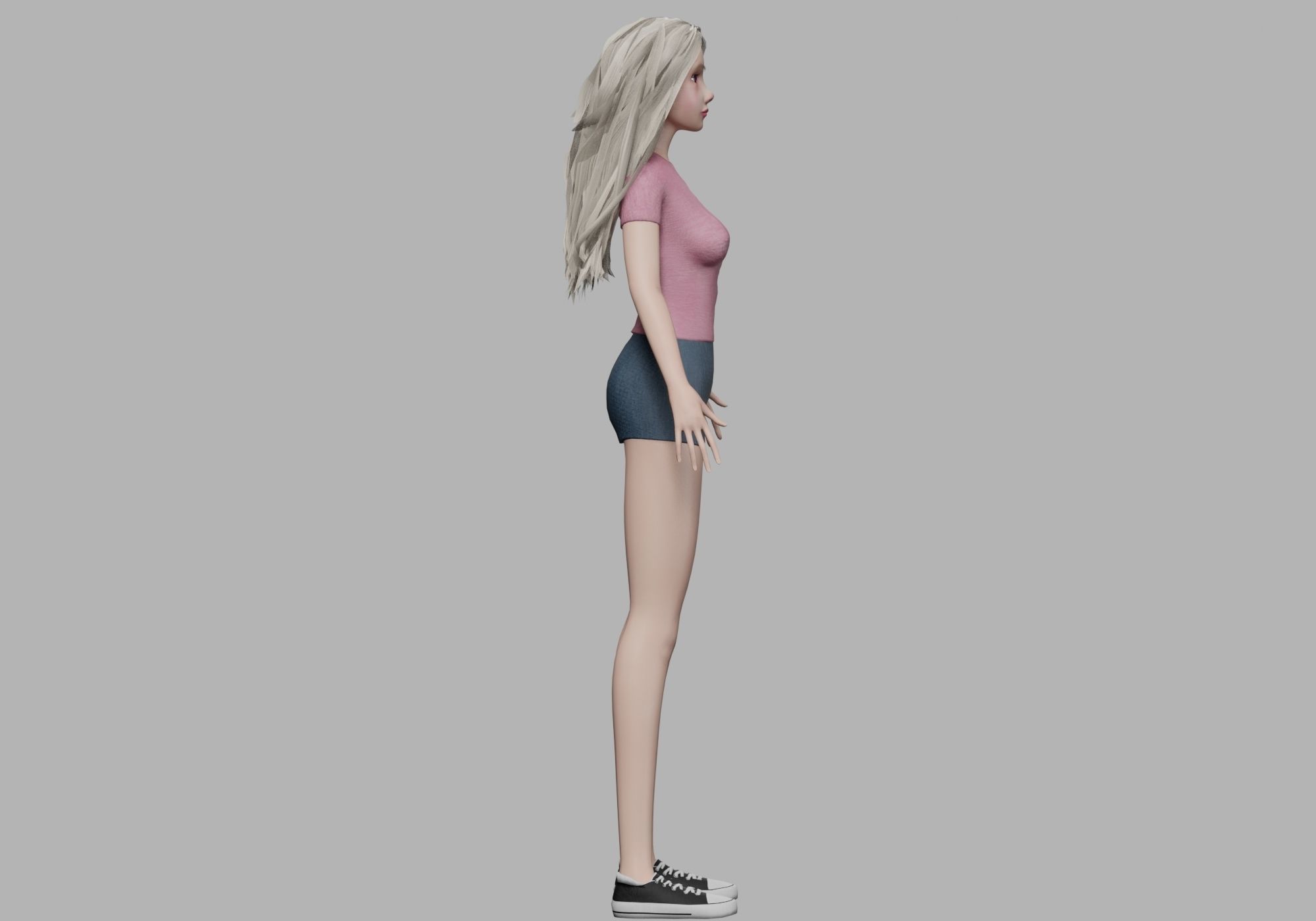 young blond woman V30847 Low-poly 3D model_4