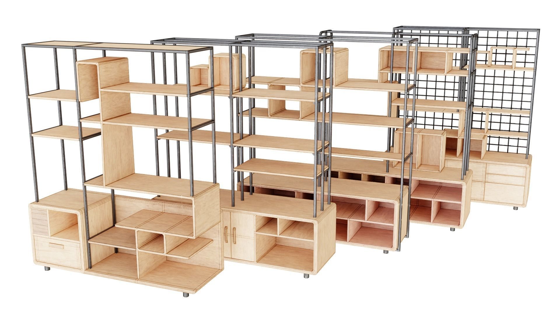 Collection 36 Decorative Interior Objects and Furniture Shelves _11