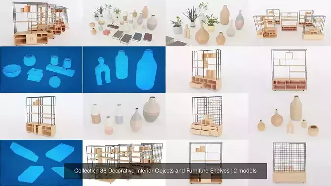 Collection 36 Decorative Interior Objects and Furniture Shelves