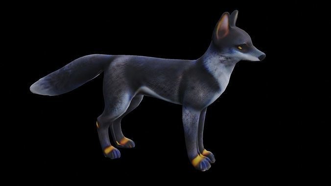 Gray Fox low poly Low-poly 3D model