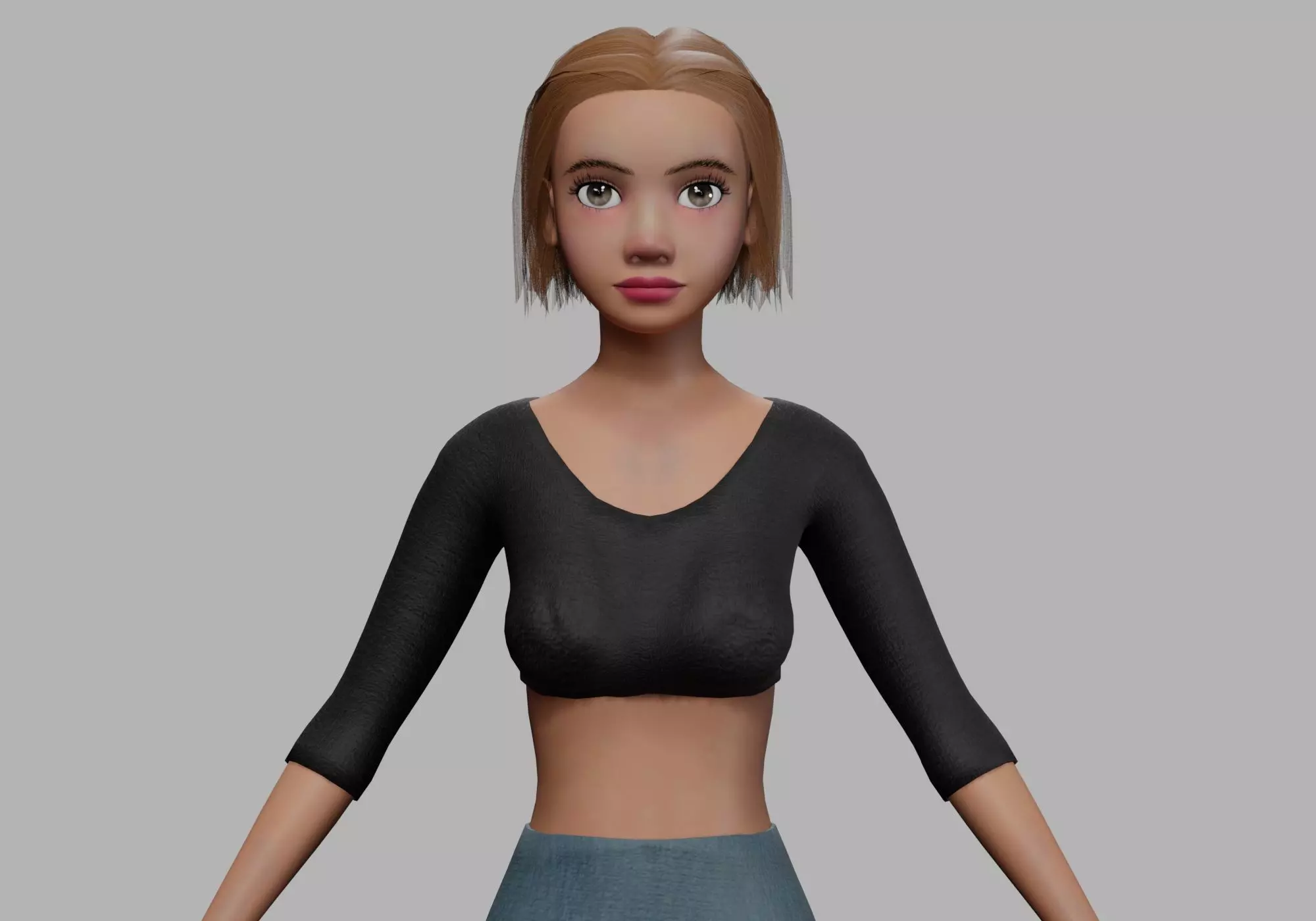 pretty cartoon woman V27013 Low-poly 3D model