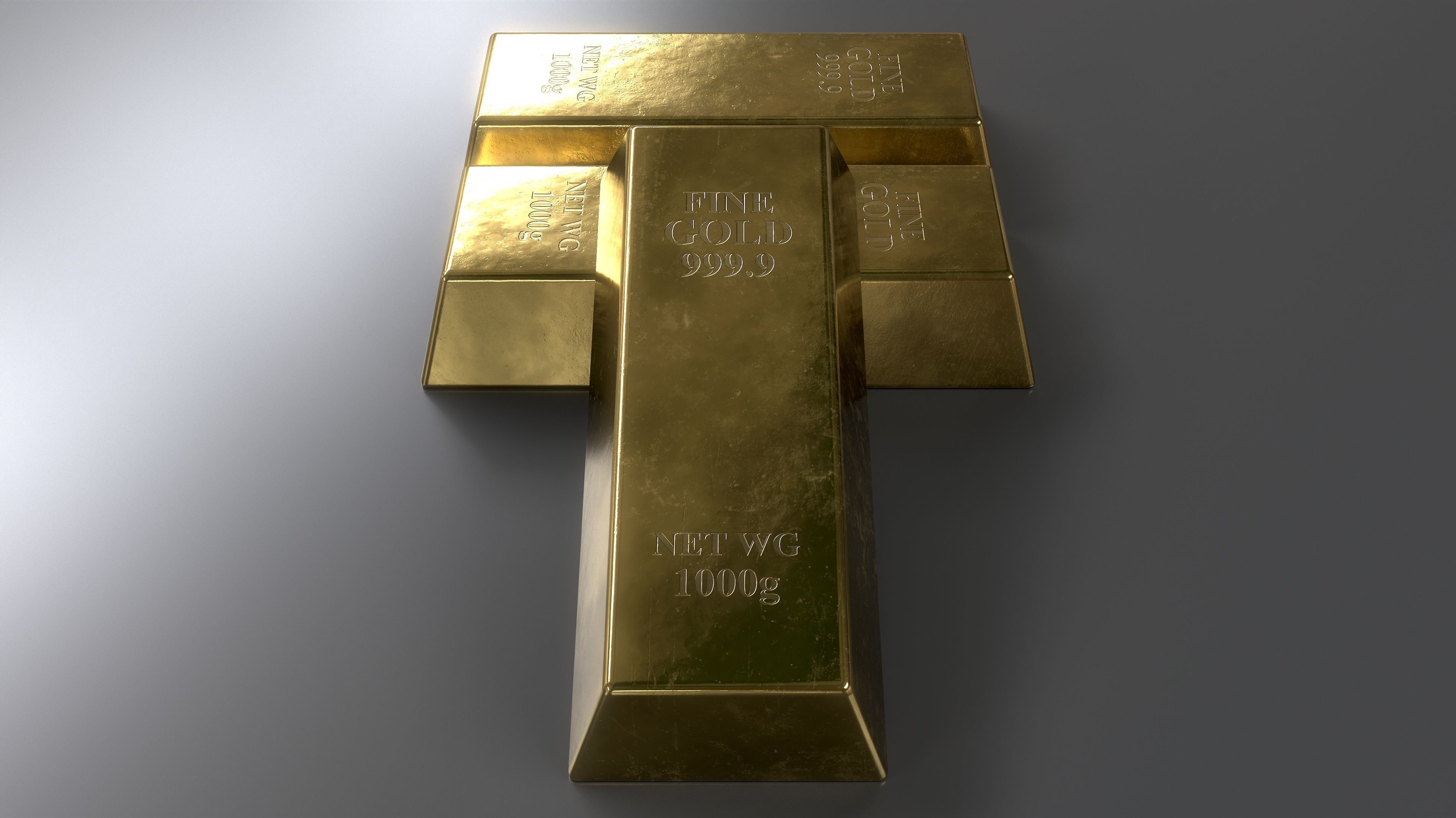 GOLD BAR Low-poly 3D model_3