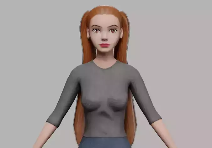 cartoon teen woman V22686 