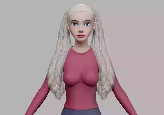 blond cute woman V36576  Low-poly 3D model