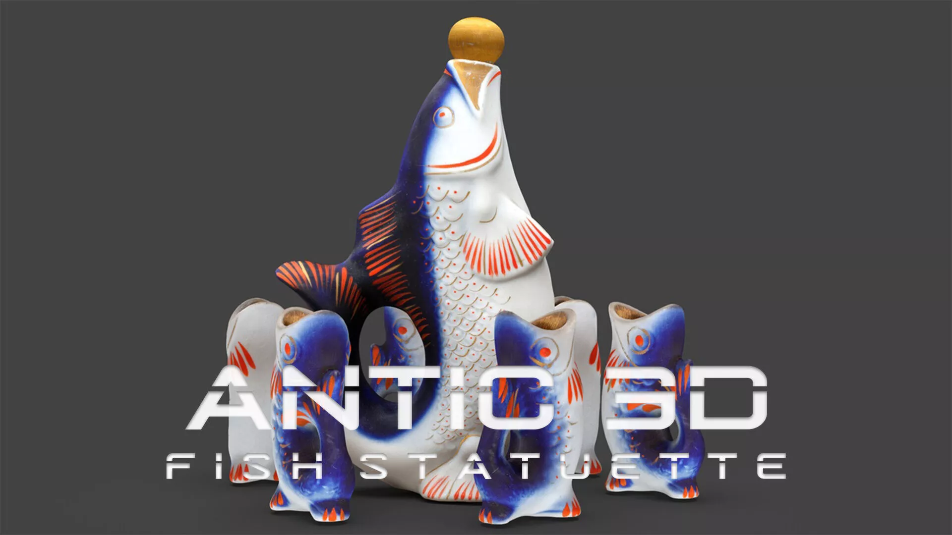Fish Statuette Low-poly 3D model