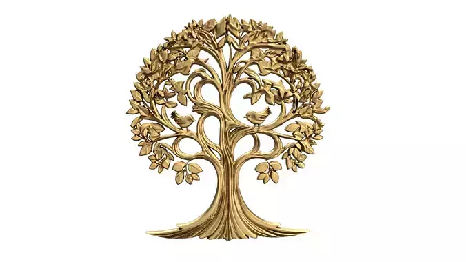 decor set wall panel tree relief mural CNC 07  3D print model