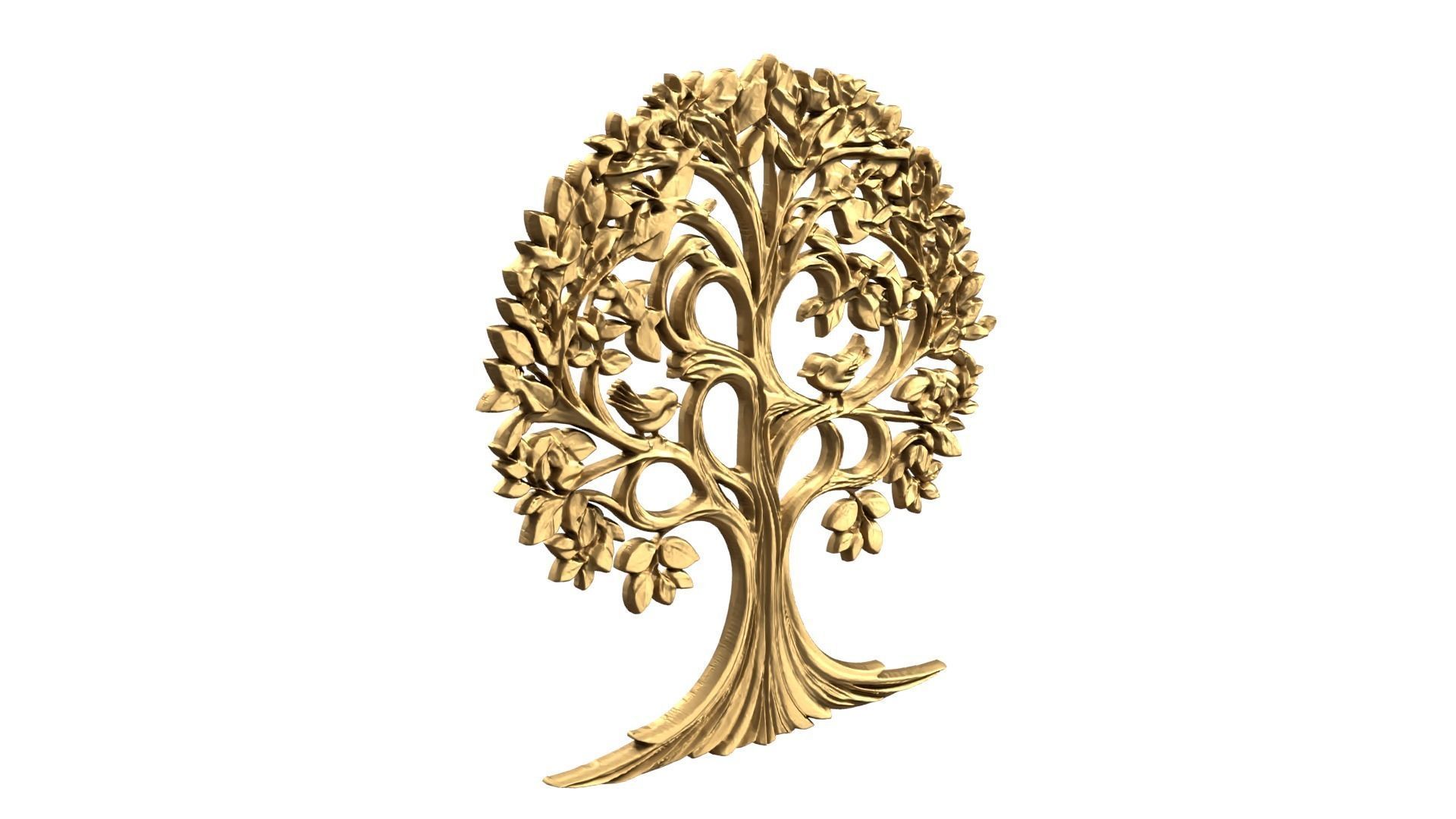 decor set wall panel tree relief mural CNC 07 3D print model_1