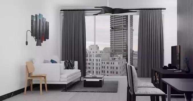 Living room interior design scene