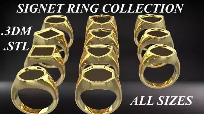 COLLECTION OF VARIOUS TOP SELLING SIGNET RING  3D print model