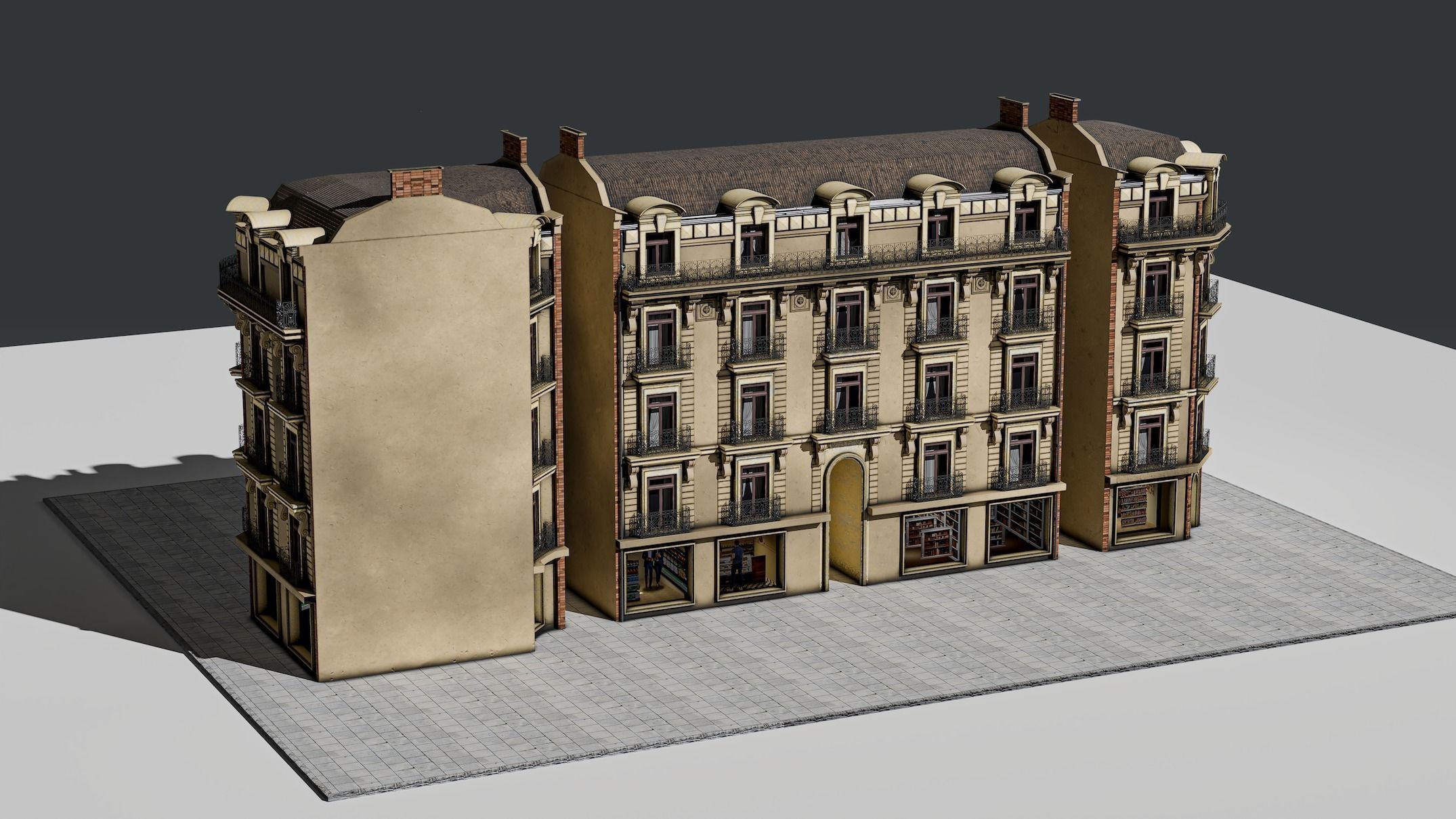 3 Piece Parisian Haussmann Apartment Building 3D model_21