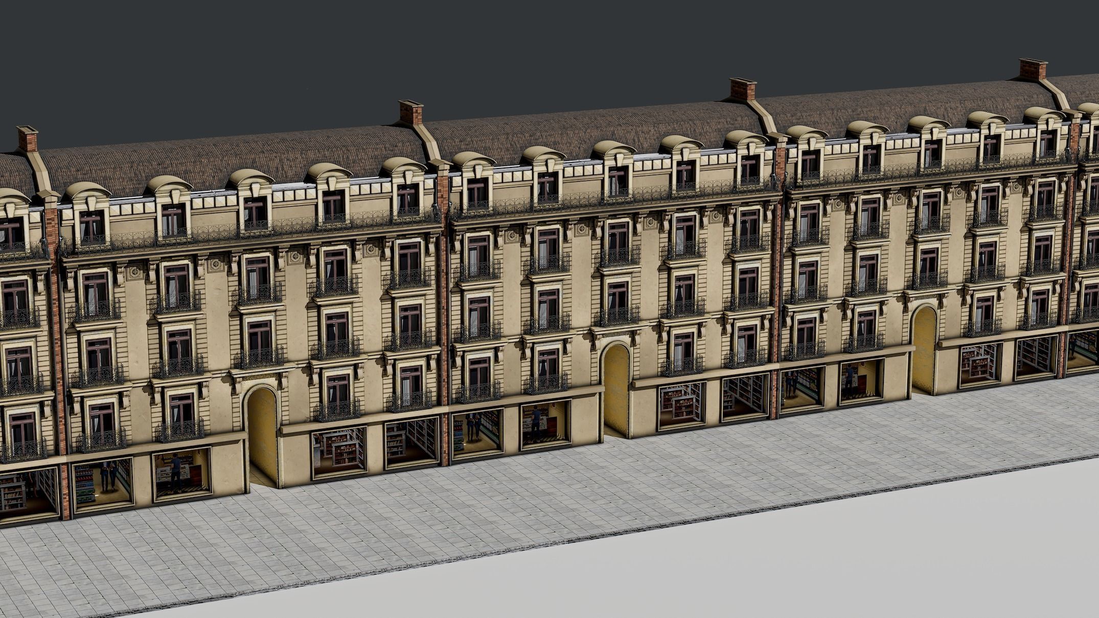 3 Piece Parisian Haussmann Apartment Building 3D model_22