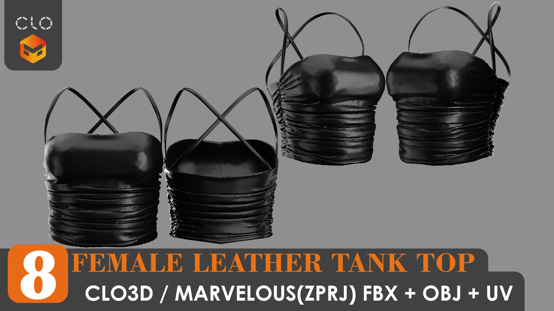 8 FEMALE LEATHER TANK TOP 3D model_37