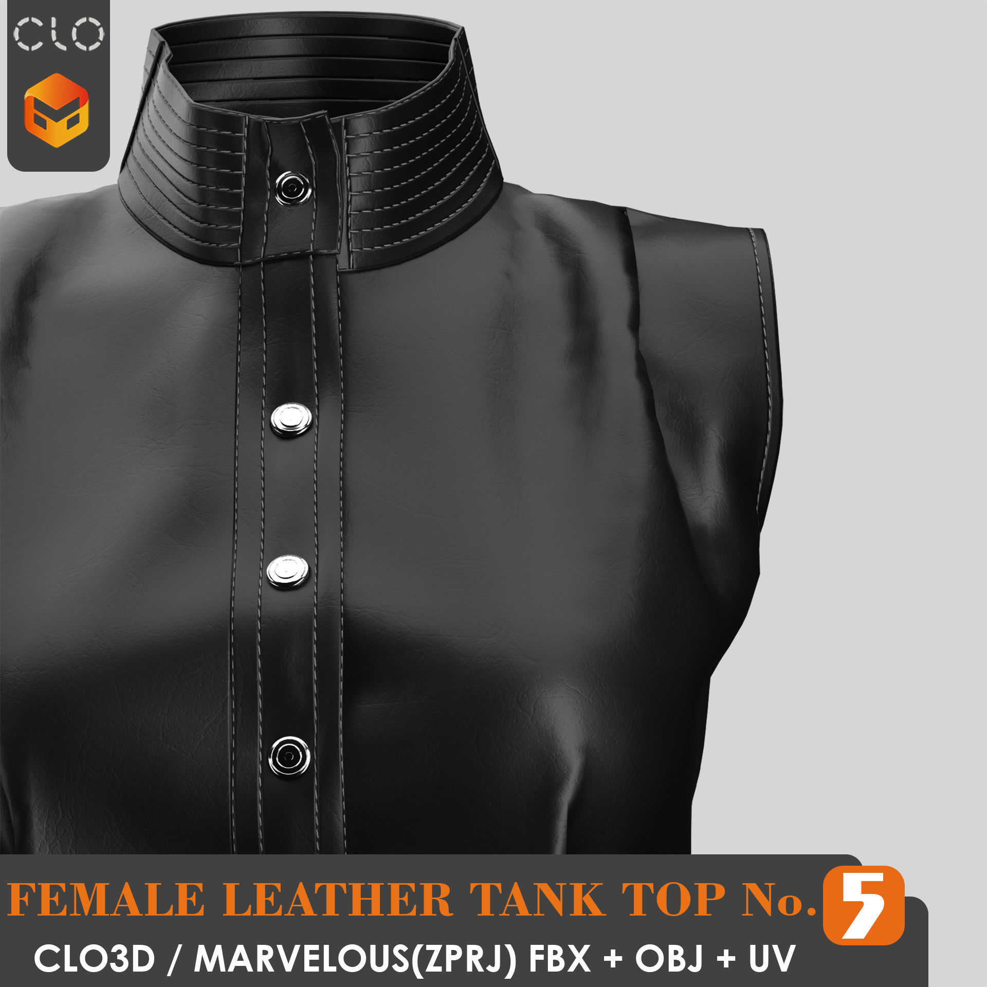 8 FEMALE LEATHER TANK TOP 3D model_28