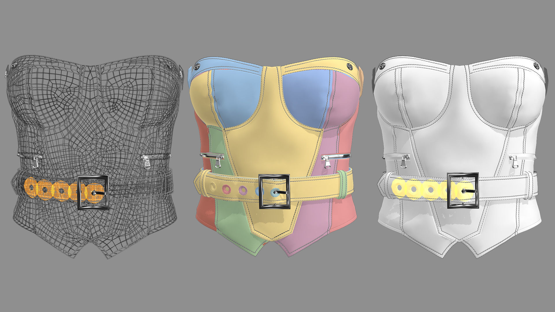 8 FEMALE LEATHER TANK TOP 3D model_12