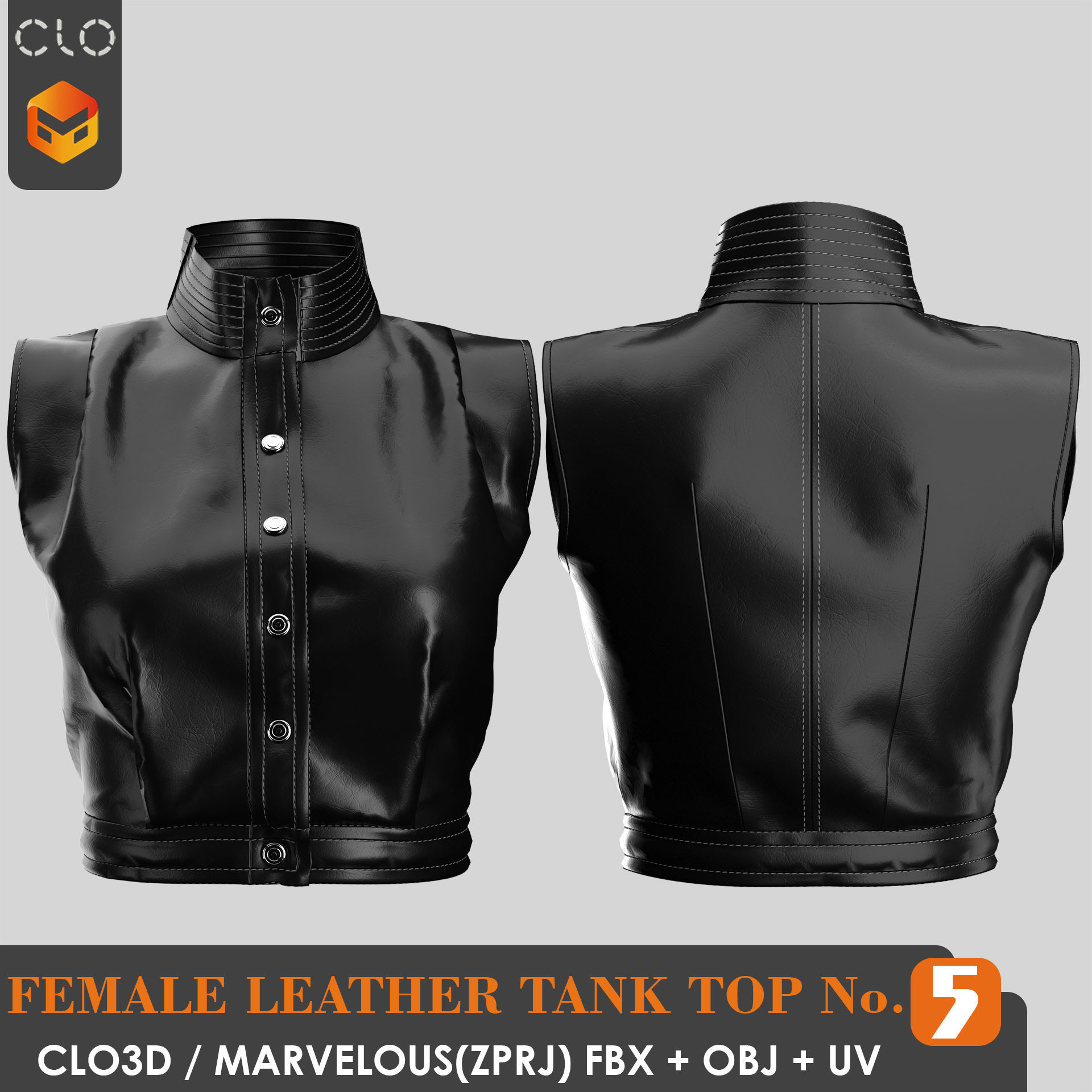 8 FEMALE LEATHER TANK TOP 3D model_26