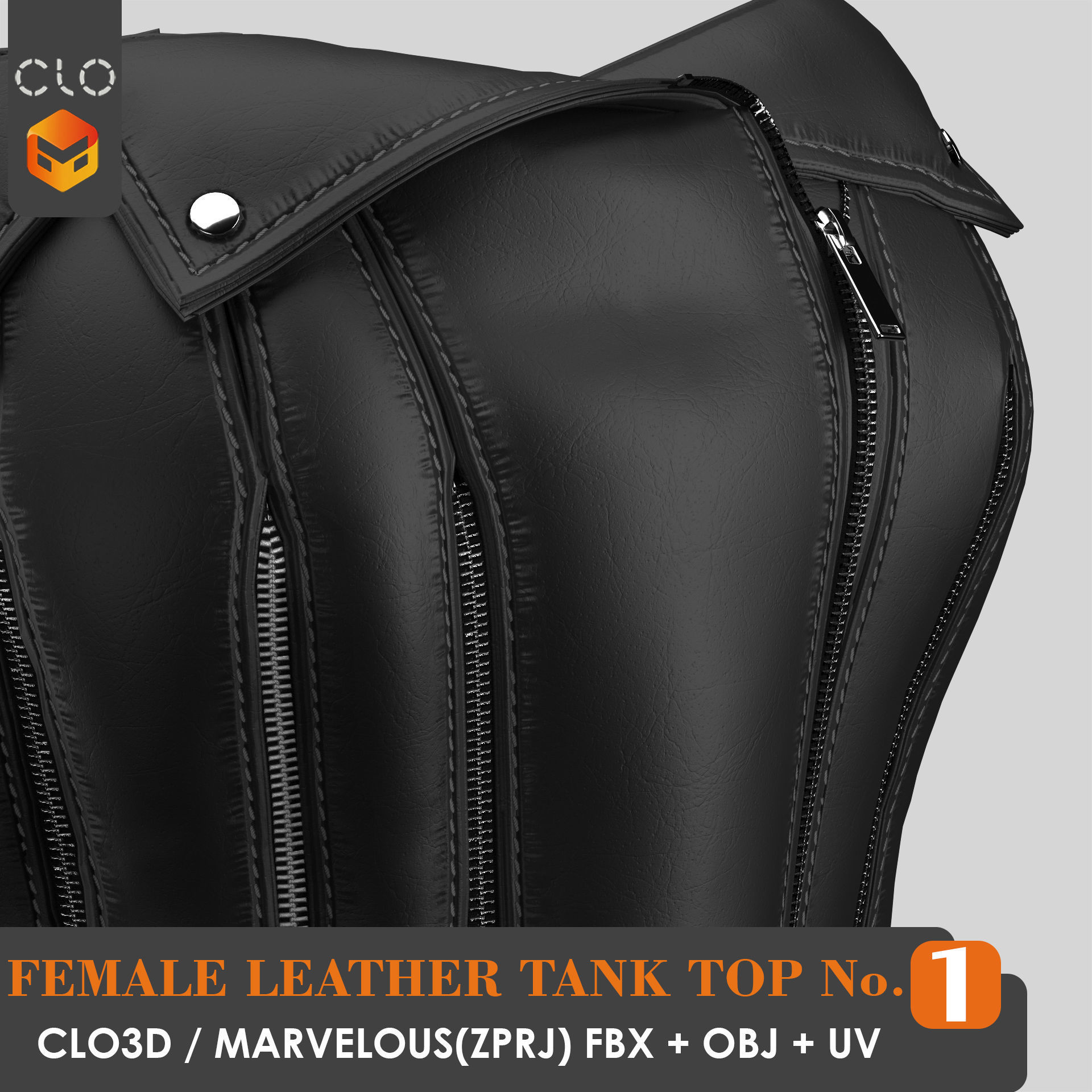 8 FEMALE LEATHER TANK TOP 3D model_4