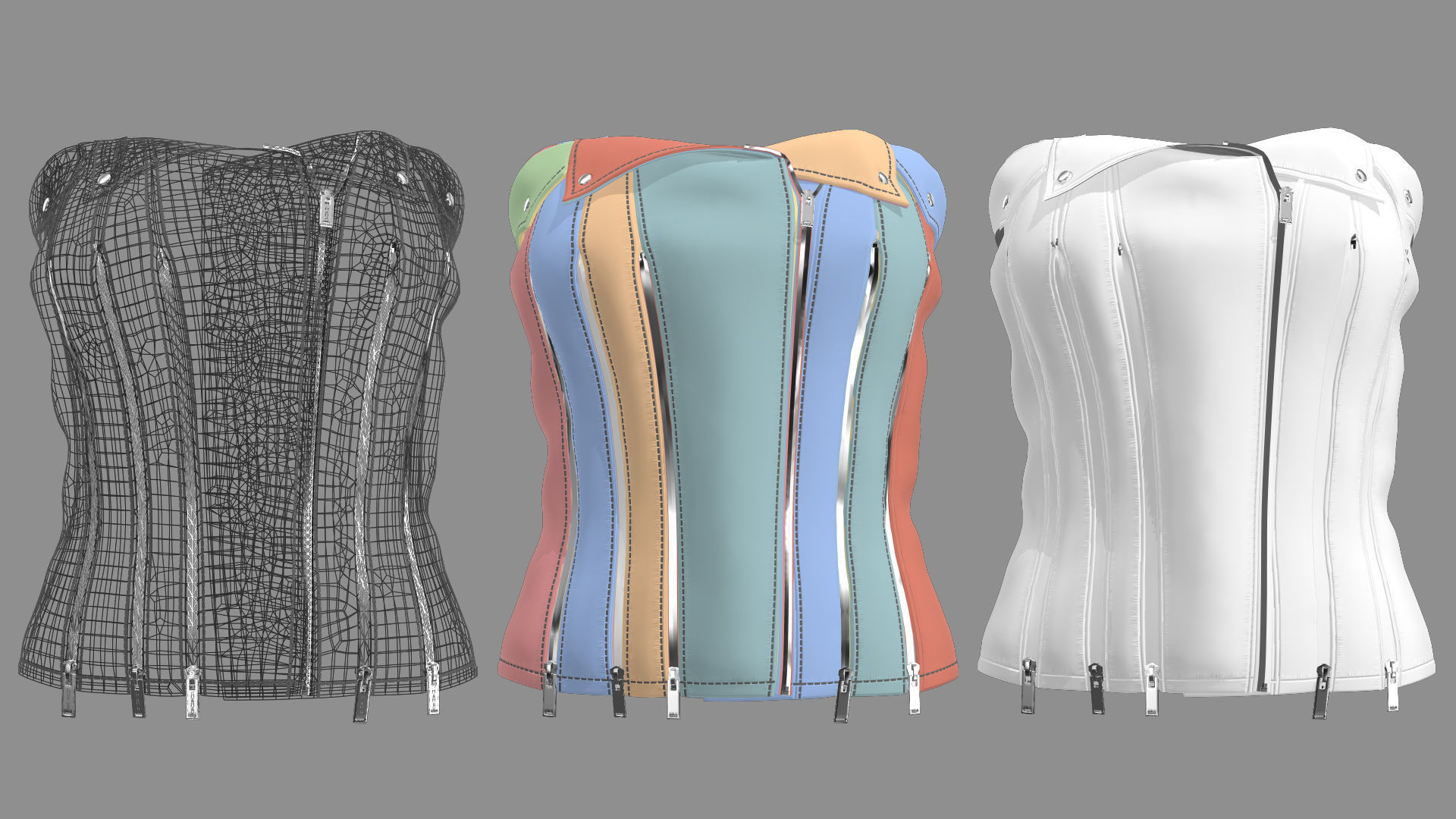 8 FEMALE LEATHER TANK TOP 3D model_6