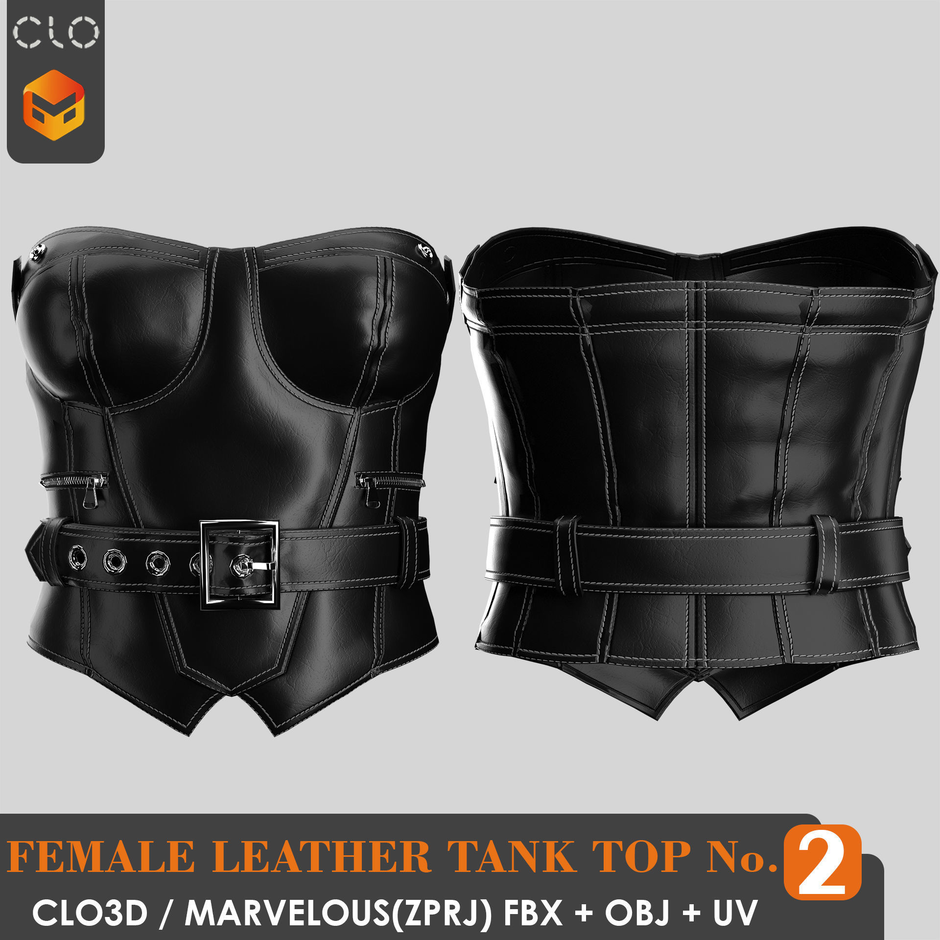 8 FEMALE LEATHER TANK TOP 3D model_8