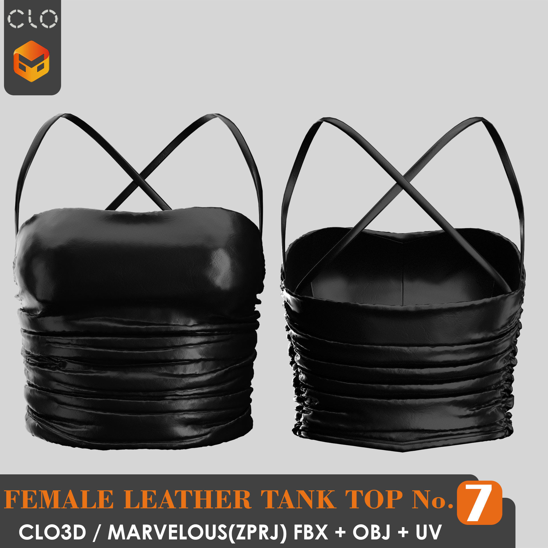 8 FEMALE LEATHER TANK TOP 3D model_38