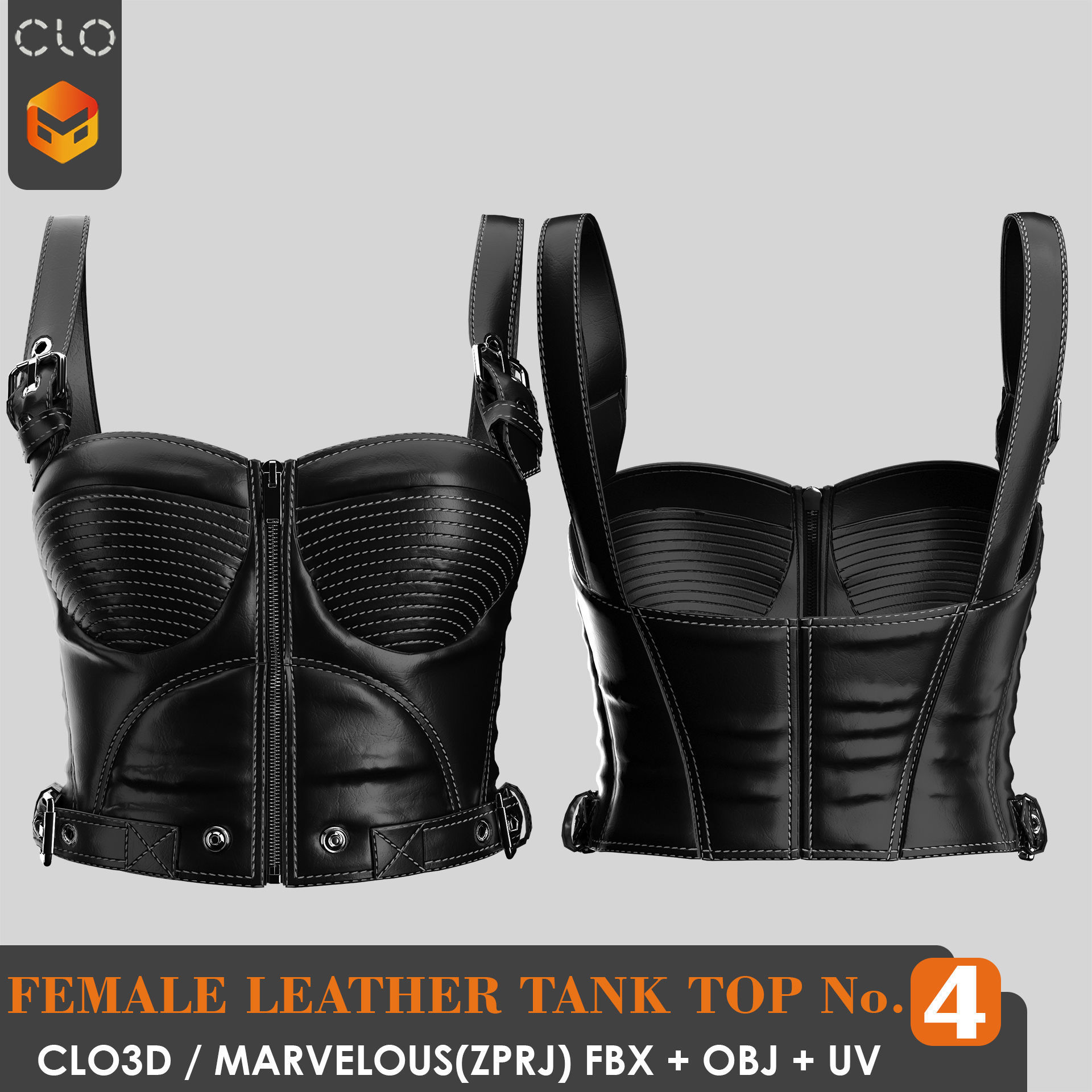 8 FEMALE LEATHER TANK TOP 3D model_20
