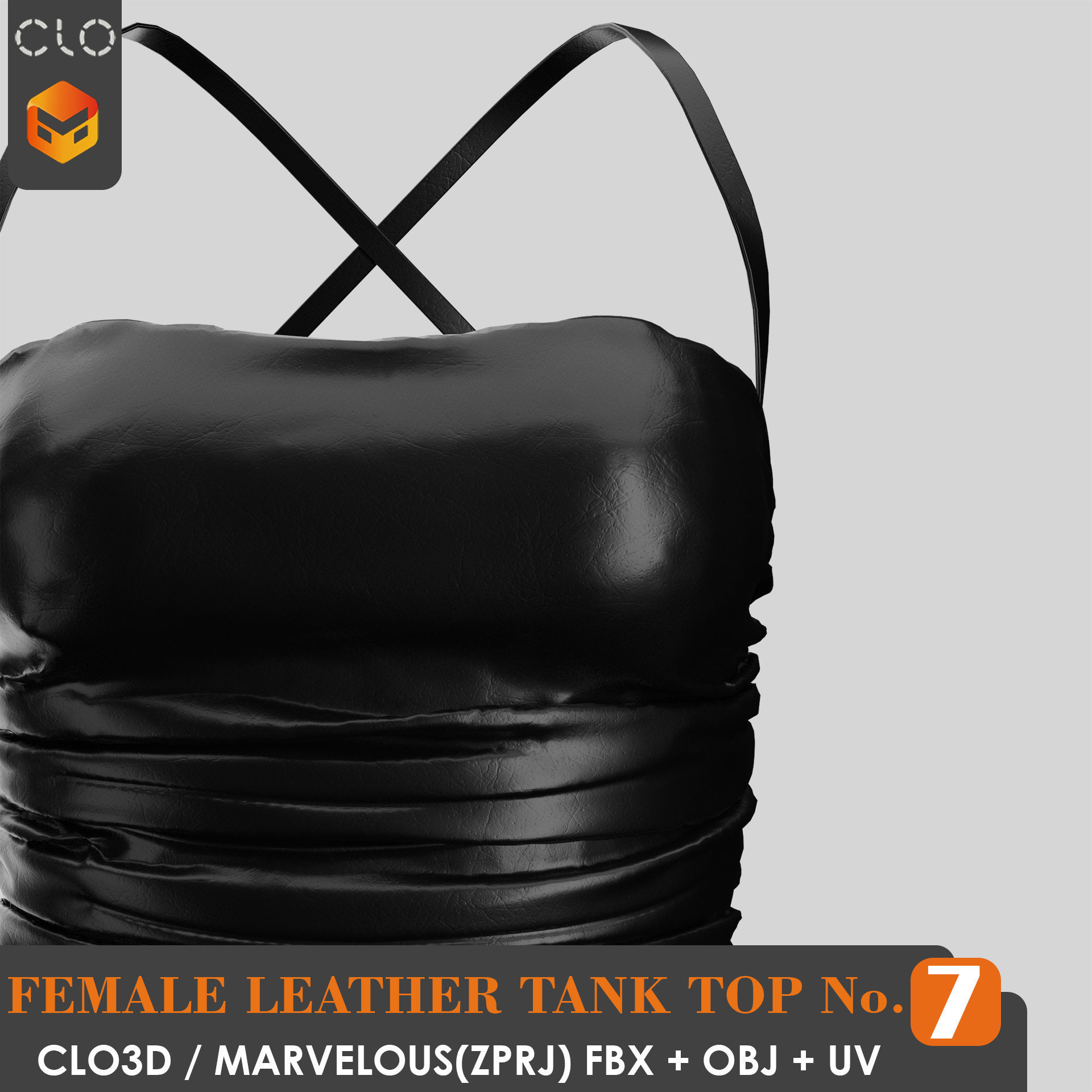 8 FEMALE LEATHER TANK TOP 3D model_40