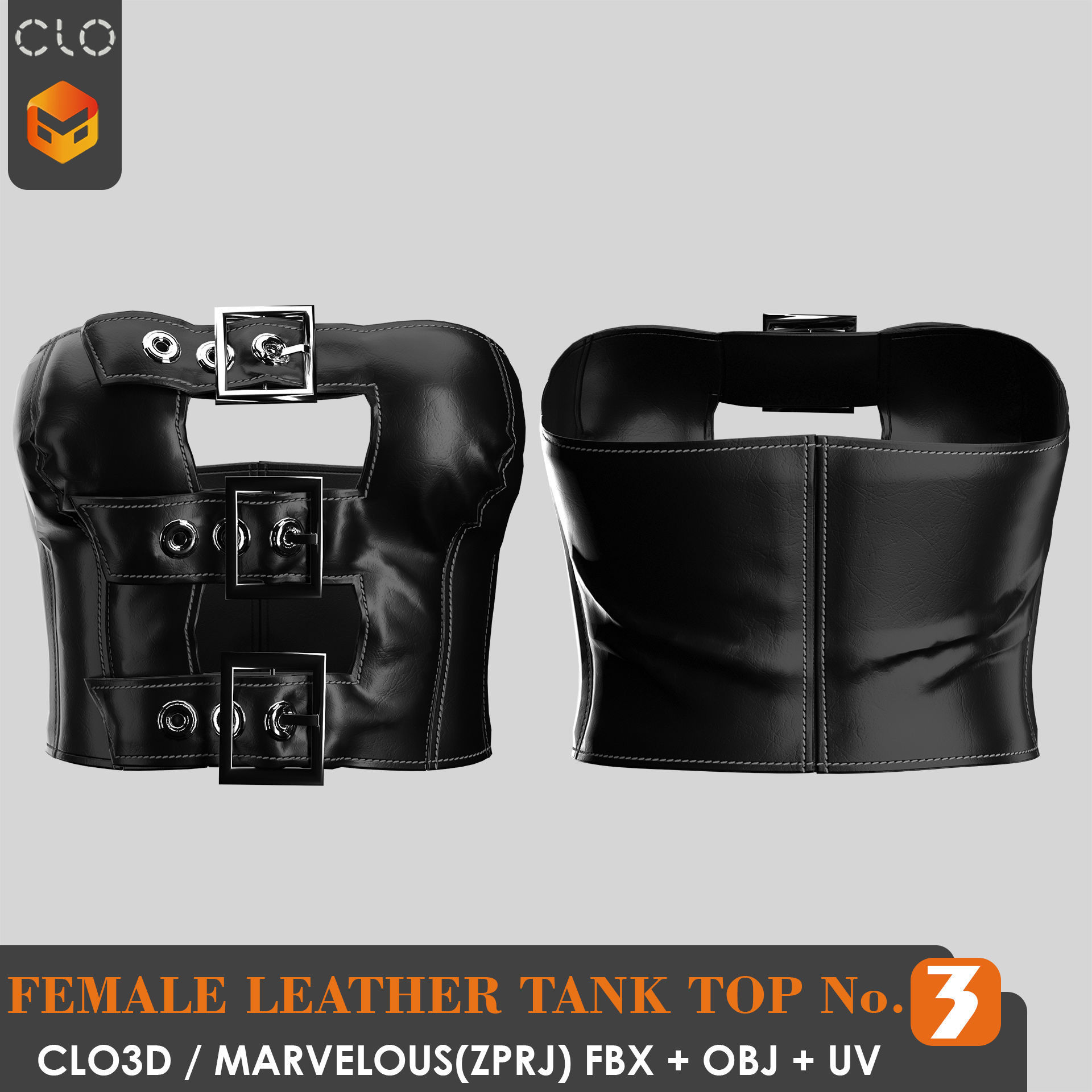 8 FEMALE LEATHER TANK TOP 3D model_14